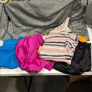 Champion Athletic Shorts with White Stripes 3 pairs and tank top included.